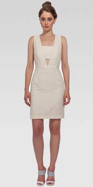 Robe body mini à devant ouvert - Crème