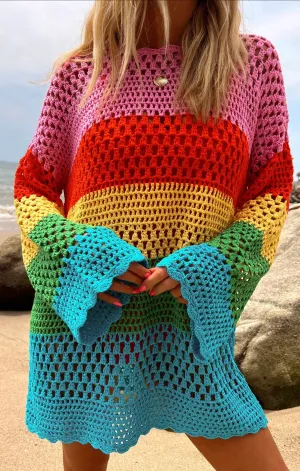Paula Pullover ~ Rayures vives en crochet
