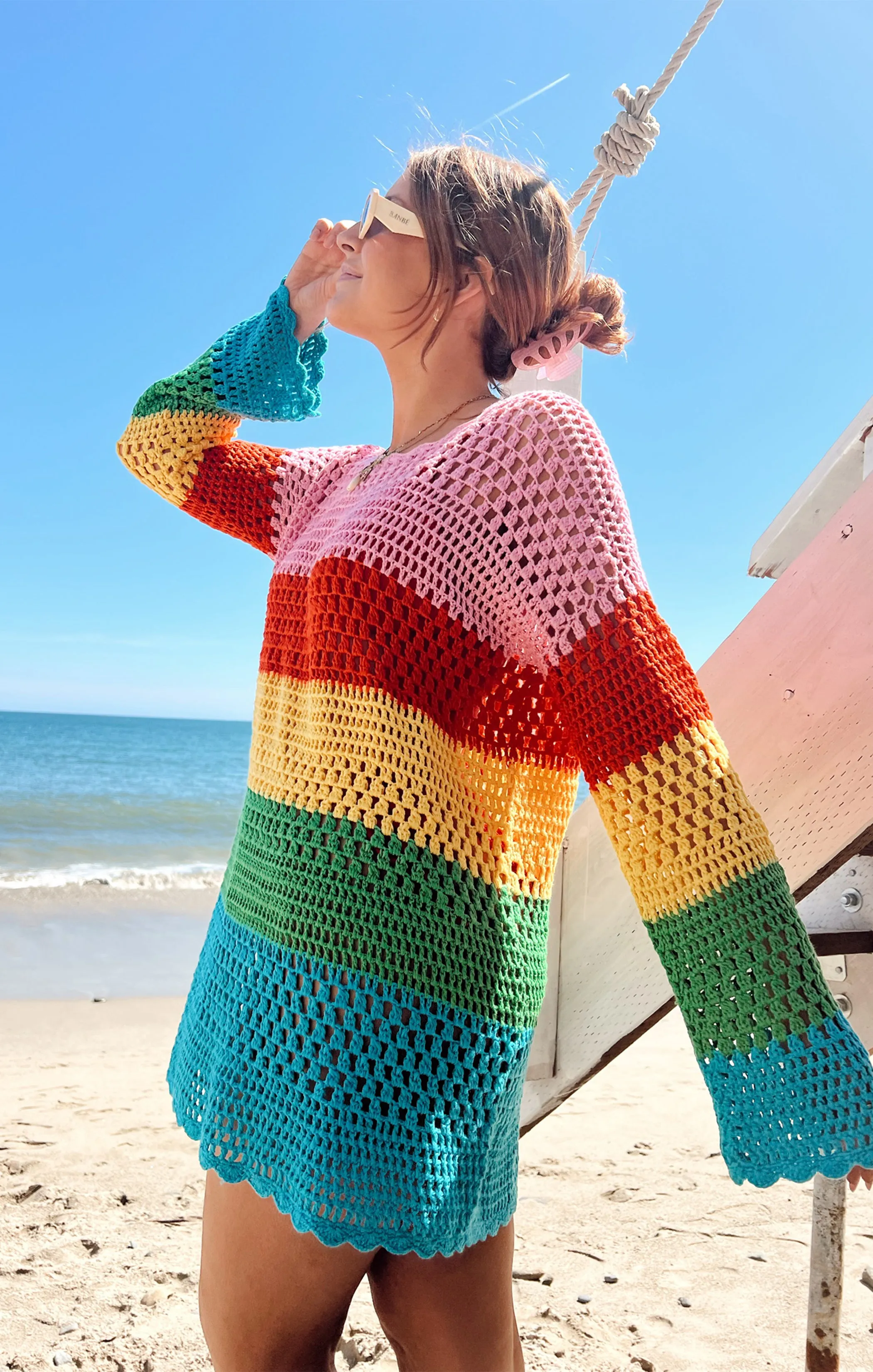 Paula Pullover ~ Rayures vives en crochet