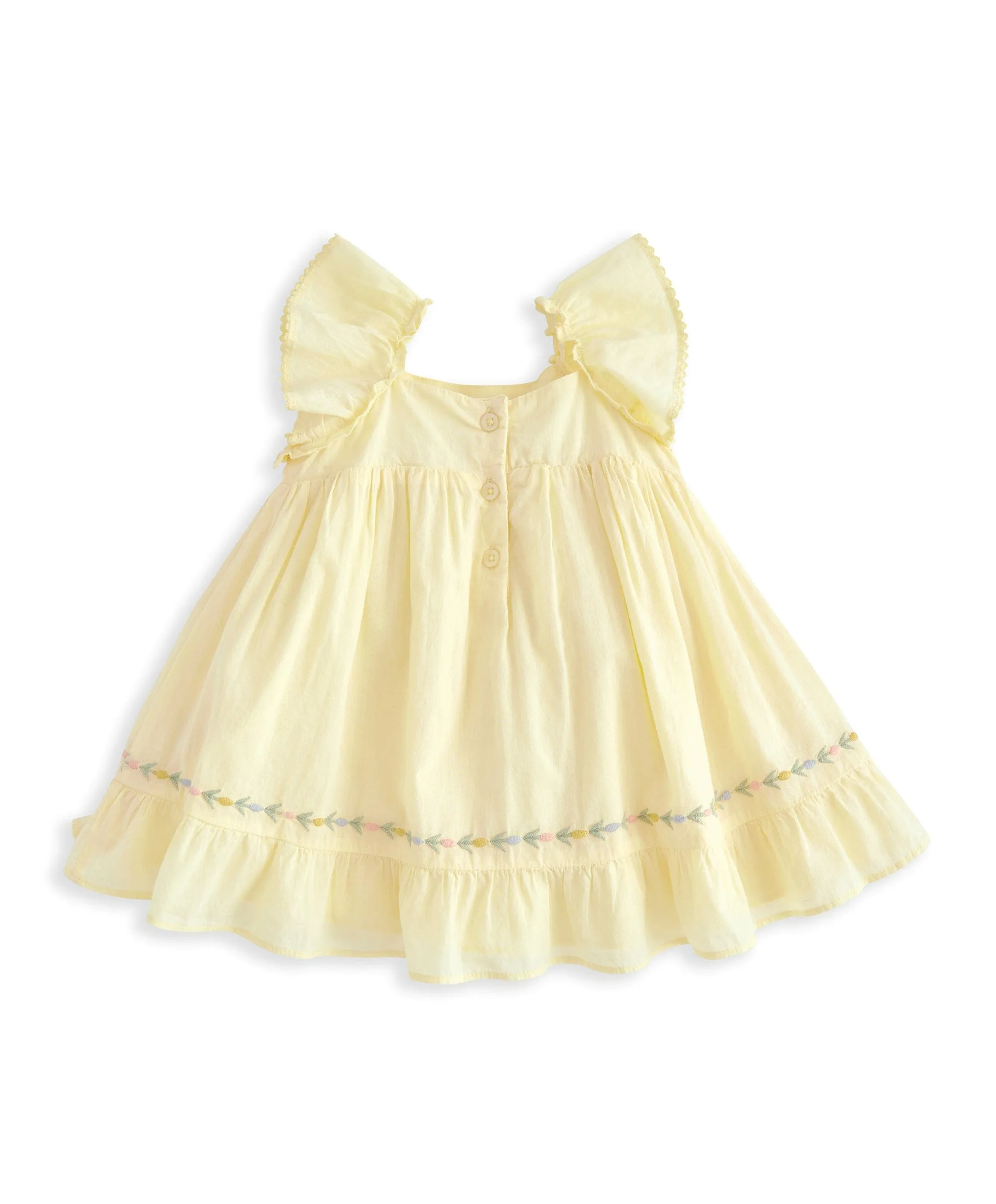 Robe brodée à volants peplum - Jaune
