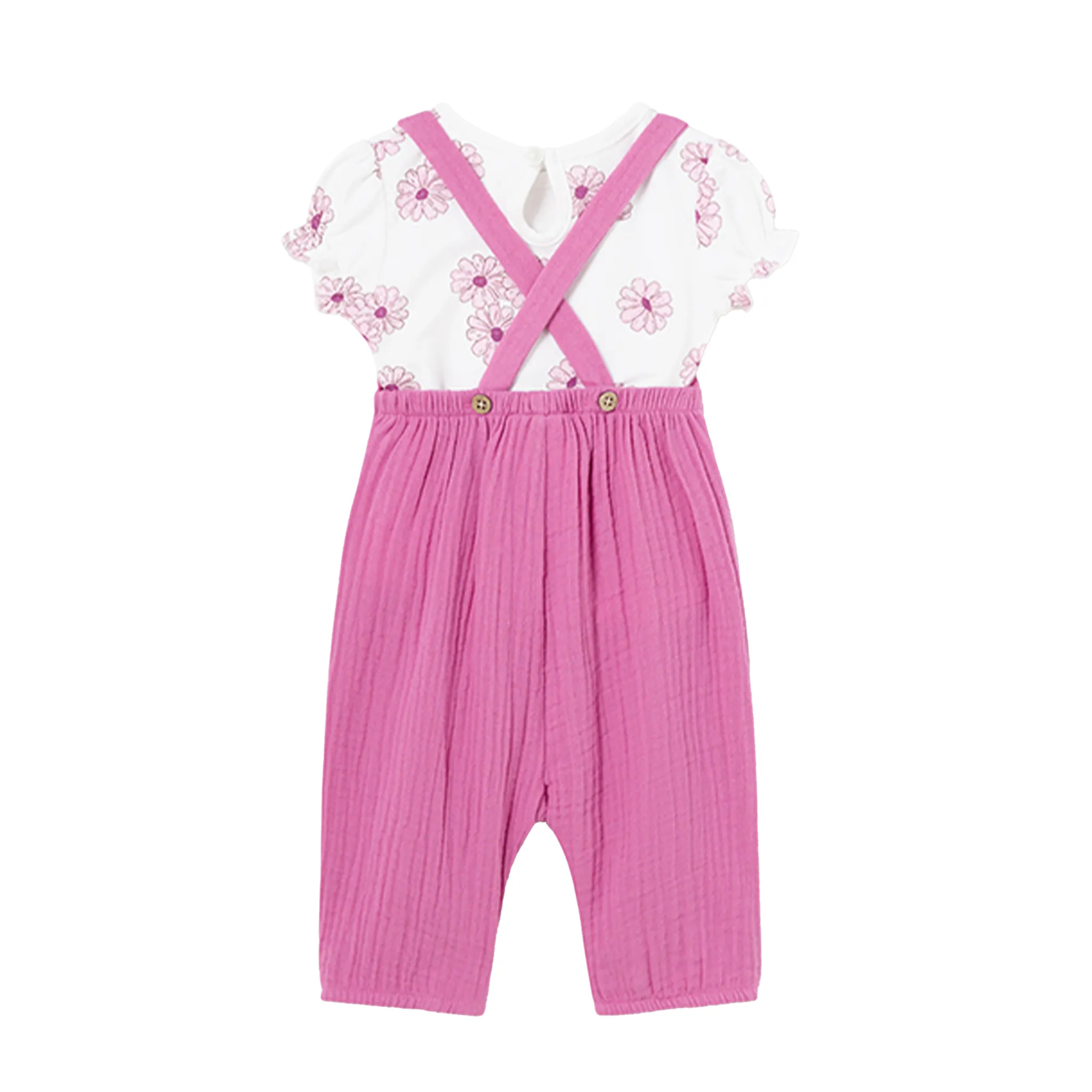 Ensemble Salopette Rose avec Chemise à Fleurs