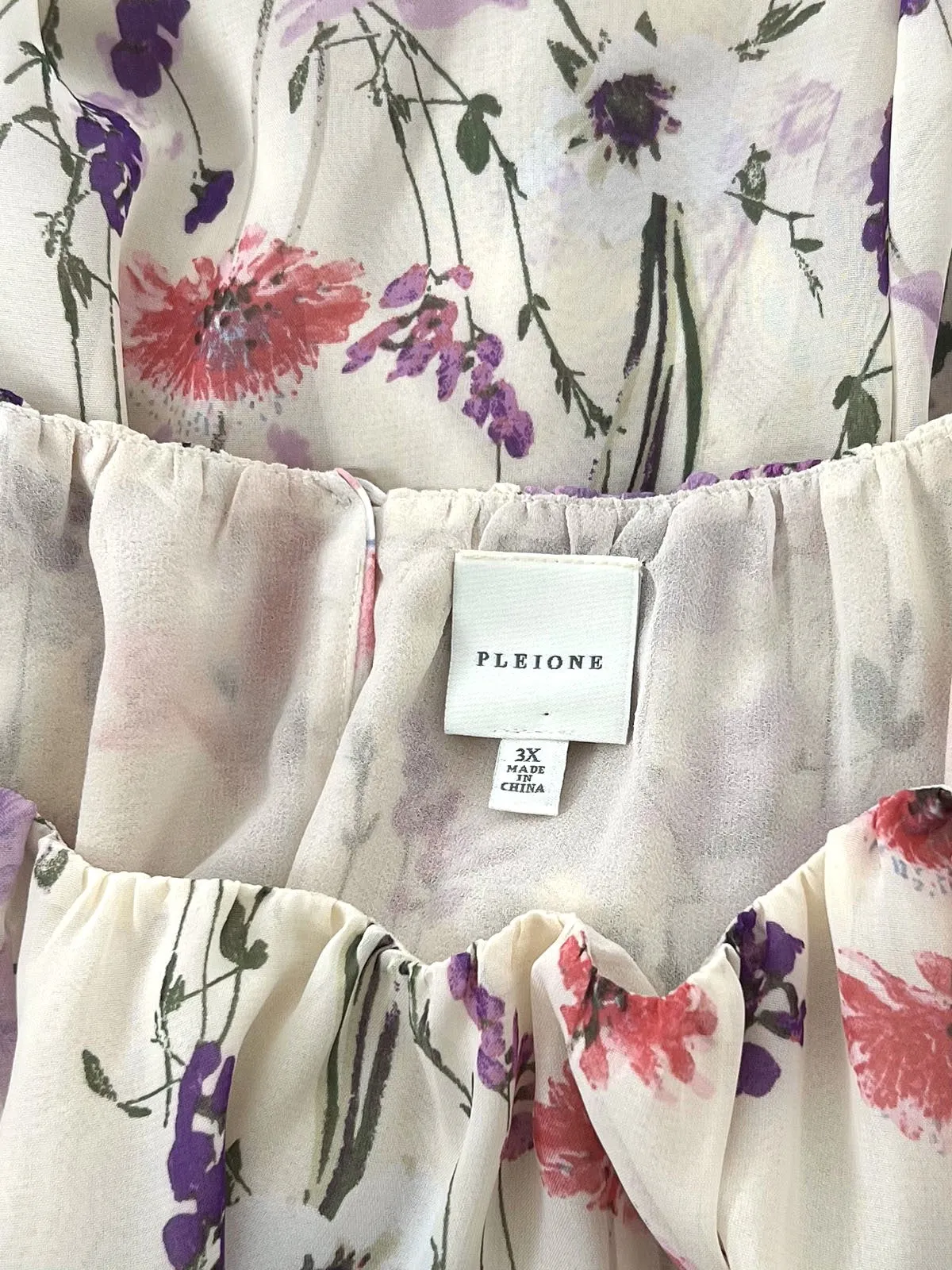 Robe à volants florale Pleione Taille 3XL (24) Crème et Rose