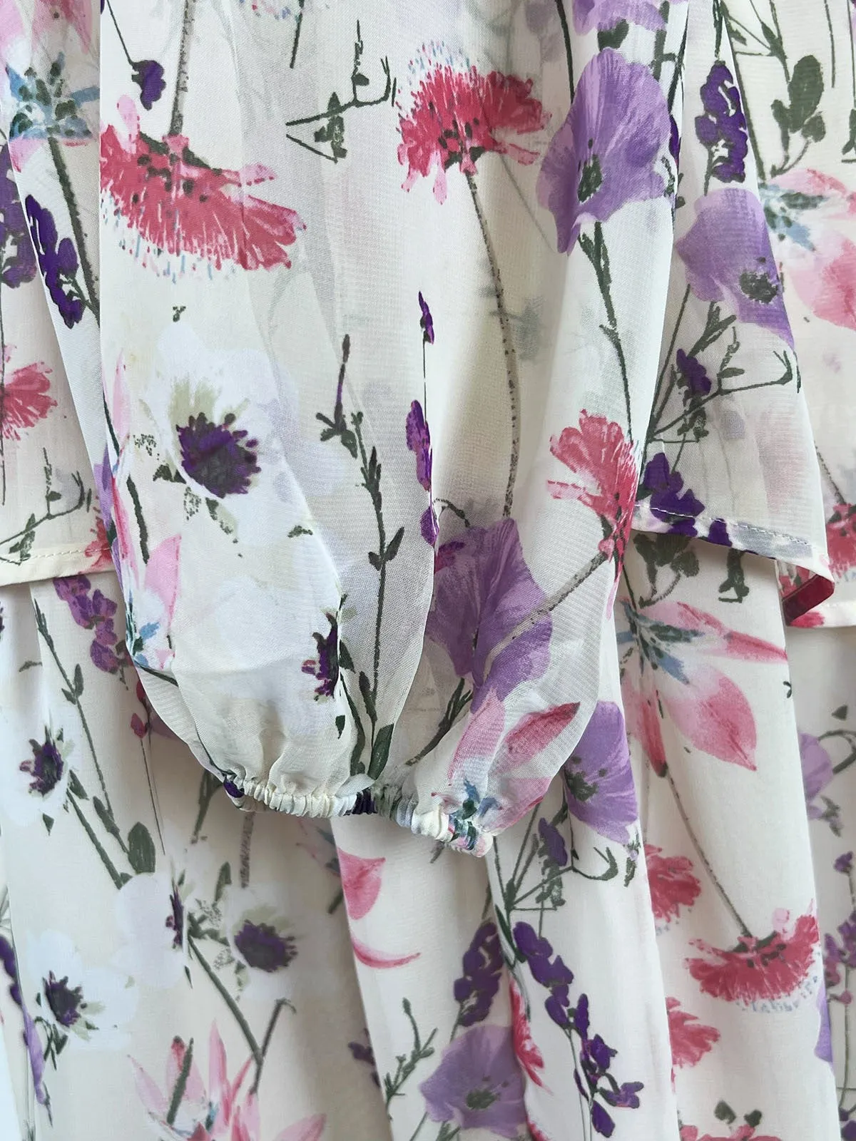 Robe à volants florale Pleione Taille 3XL (24) Crème et Rose