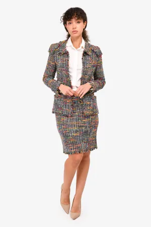 Chanel™ d'occasion vintage 1998 - Jupe crayon mi-longue noire multicolore - Taille 36
