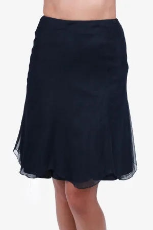 Chanel™ d'occasion - Jupe mi-longue en mesh noir avec doublure - Taille 38