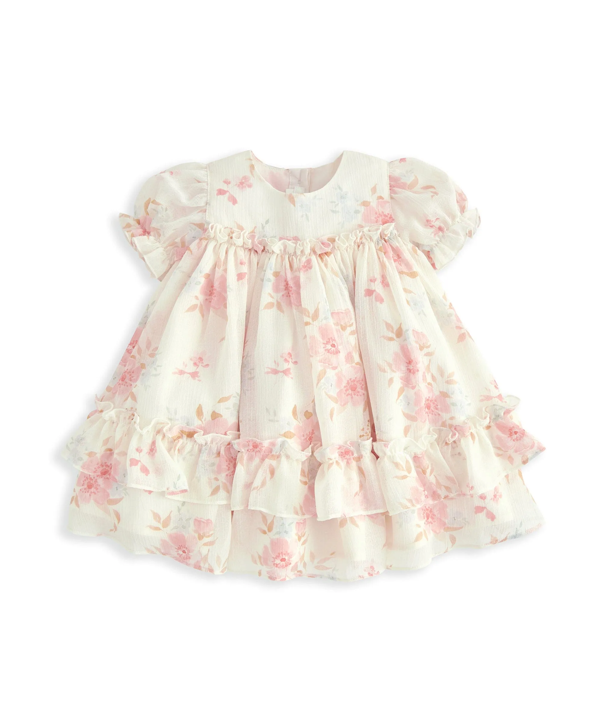 Robe en mousseline à manches ballon - Imprimé floral vintage