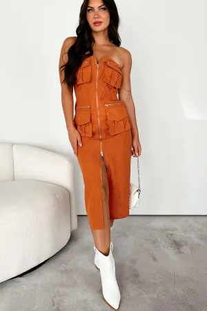 Robe cargo sans bretelles à fermeture éclair Quincy (Orange brûlé)