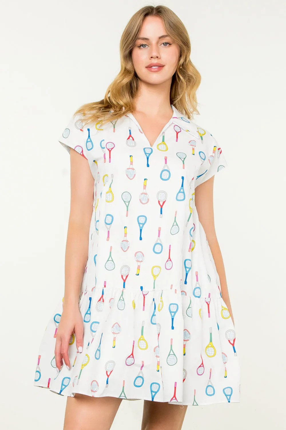 Robe imprimée Racket en blanc