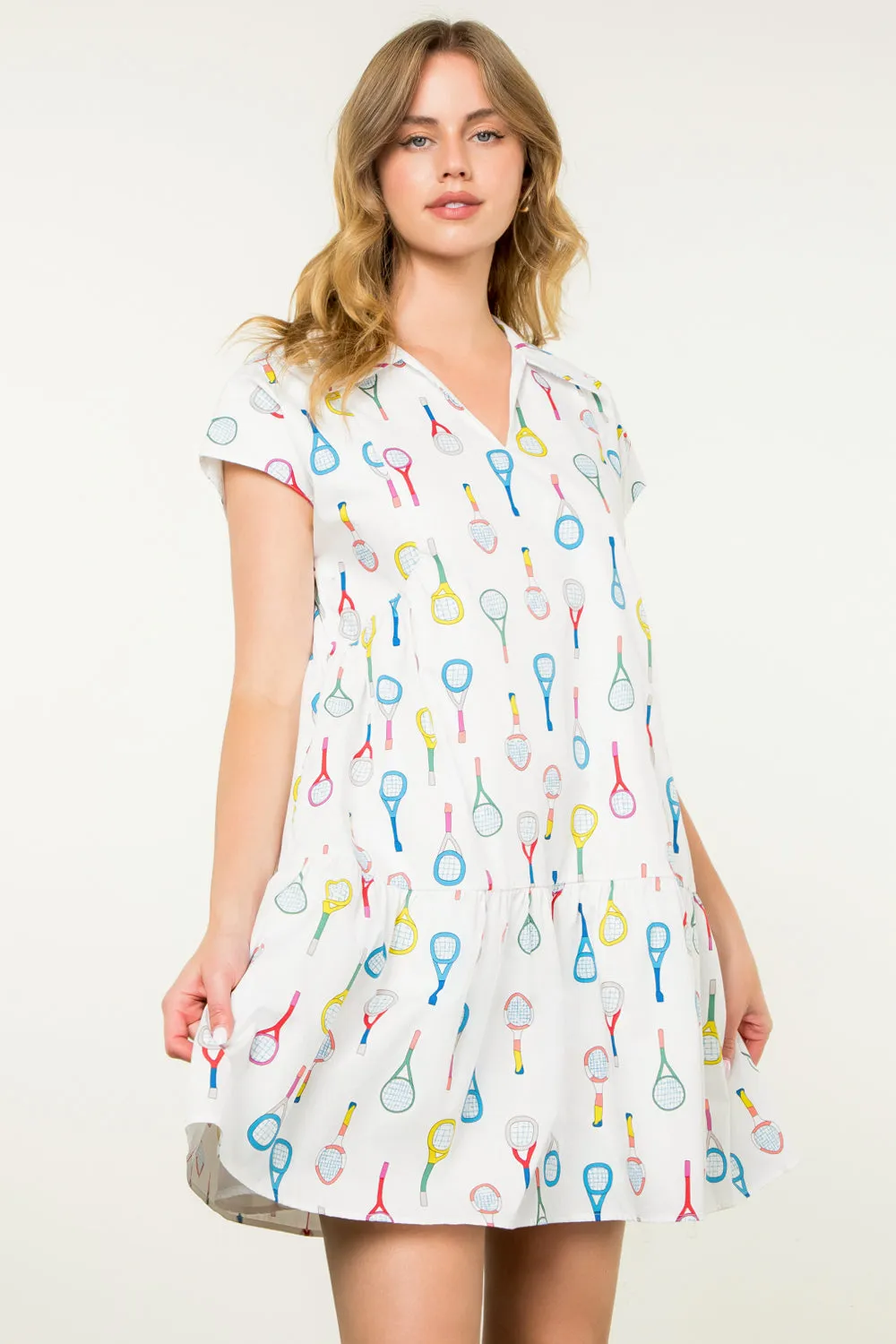 Robe imprimée Racket en blanc