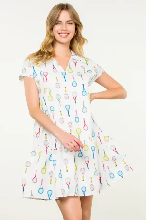 Robe imprimée Racket en blanc