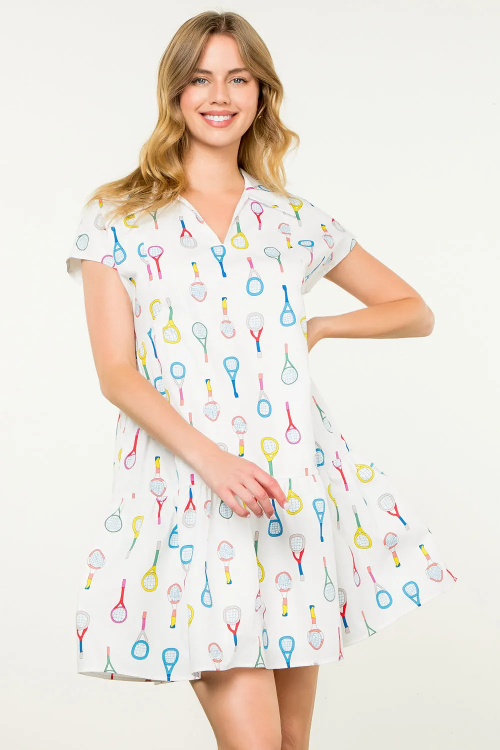 Robe imprimée Racket en blanc
