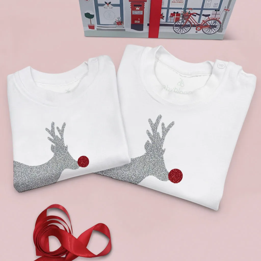 T-shirt de Noël pailleté au renne