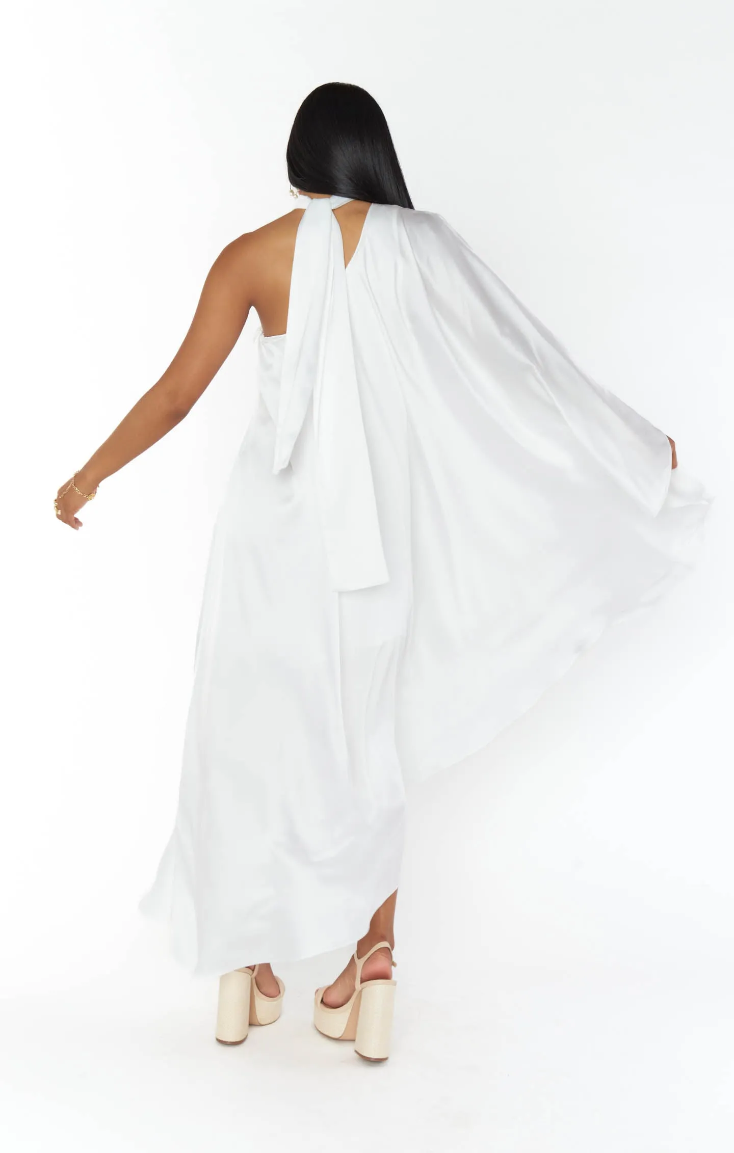Robe Une Épaule Rhea ~ Satin Luxe Ivoire