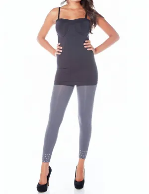 Legging Rocker à Haute Taille avec Clous en Charbon