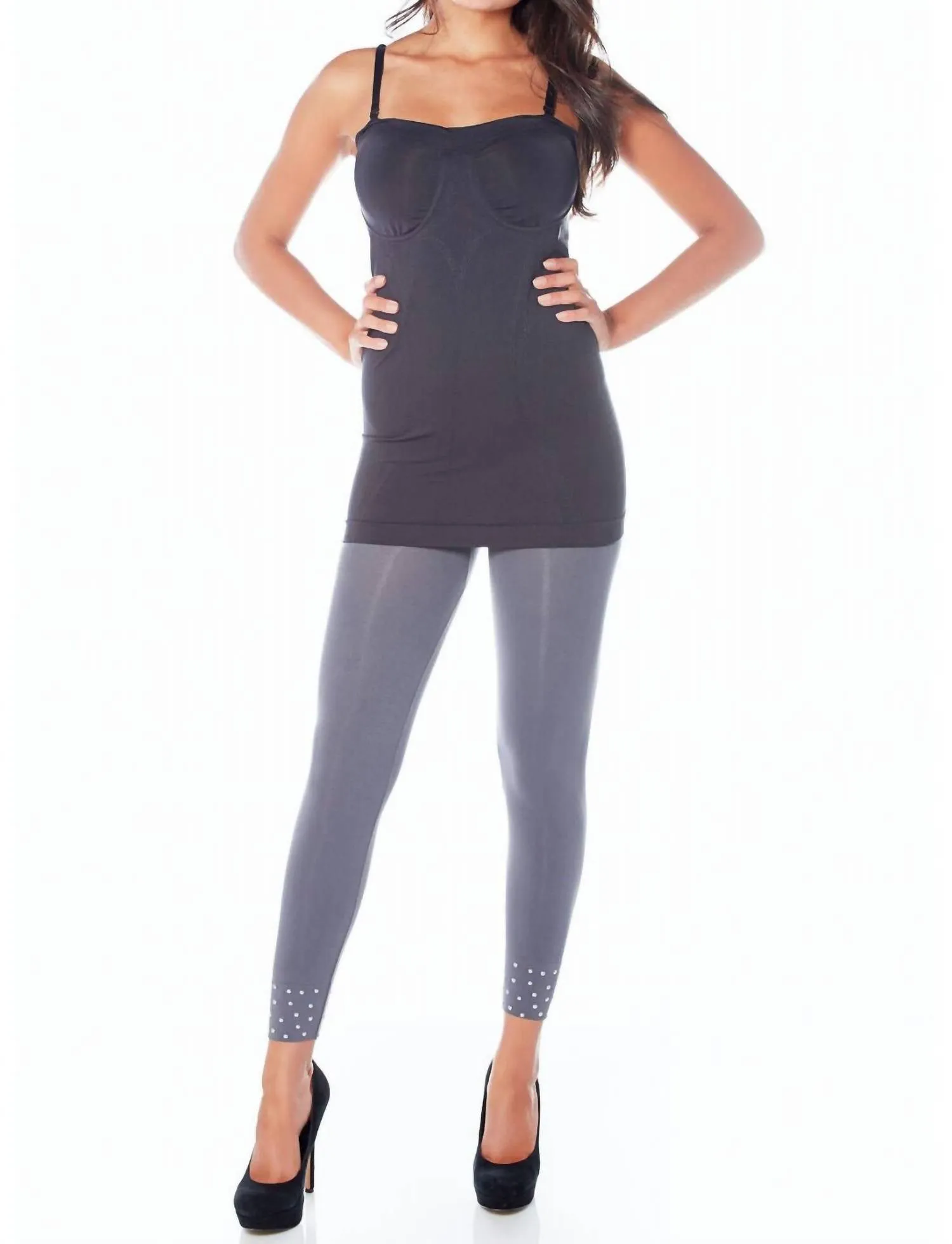 Legging Rocker à Haute Taille avec Clous en Charbon