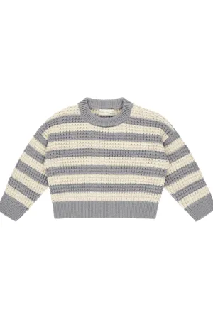 Rylee   Cru Pull bébé/enfant Aspen | Rayure bleu poussiéreux