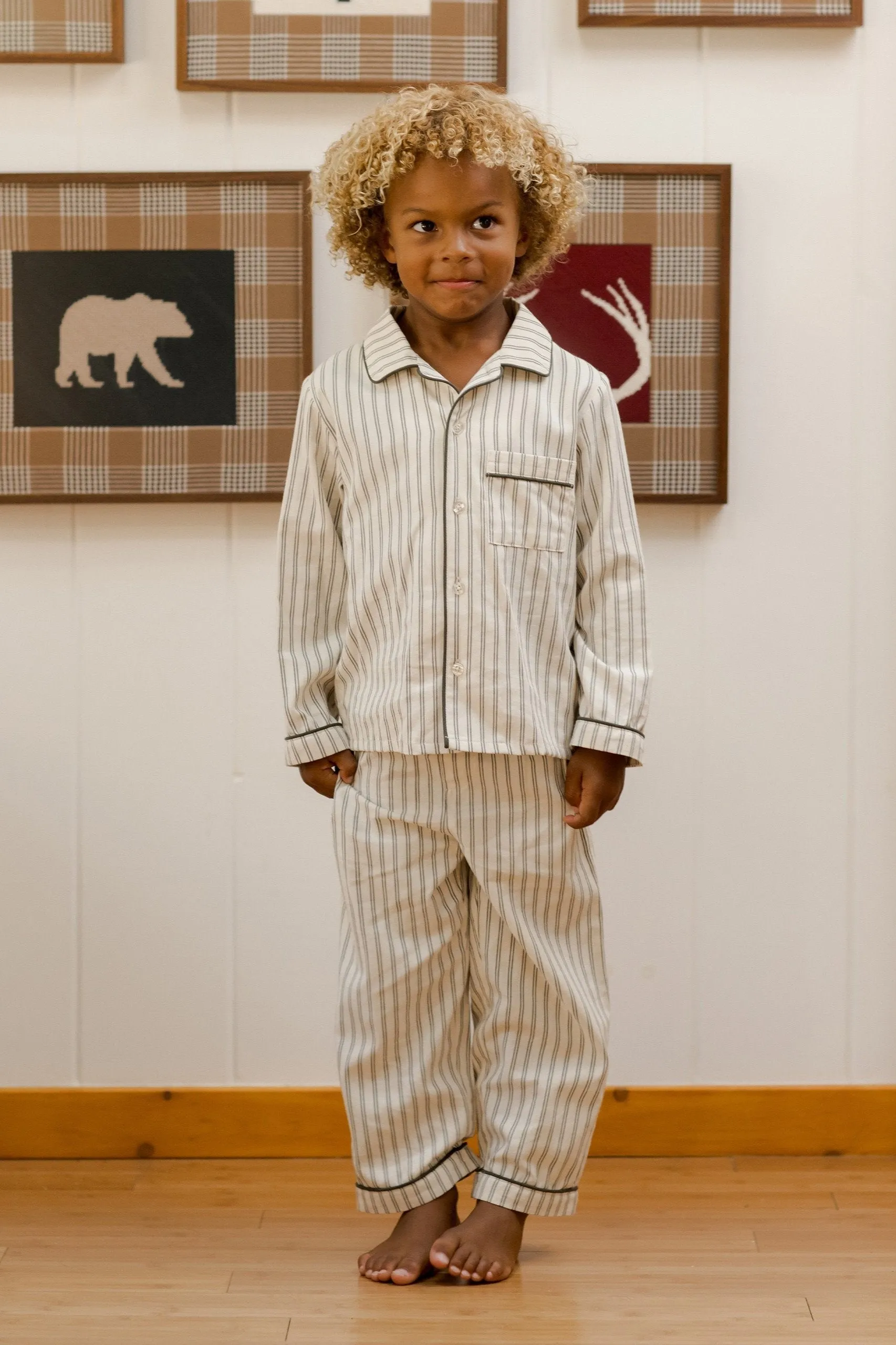 Rylee   Cru Pyjama bébé/enfant manches longues | Rayure forêt