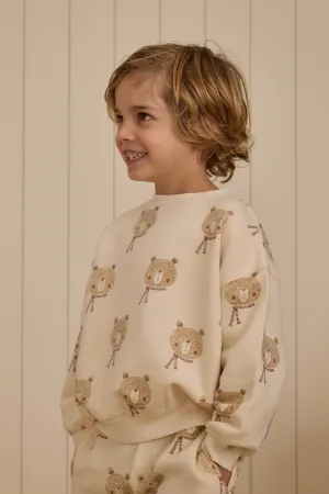 Rylee   Cru Sweat-shirt décontracté bébé/enfant | Ours Naturel