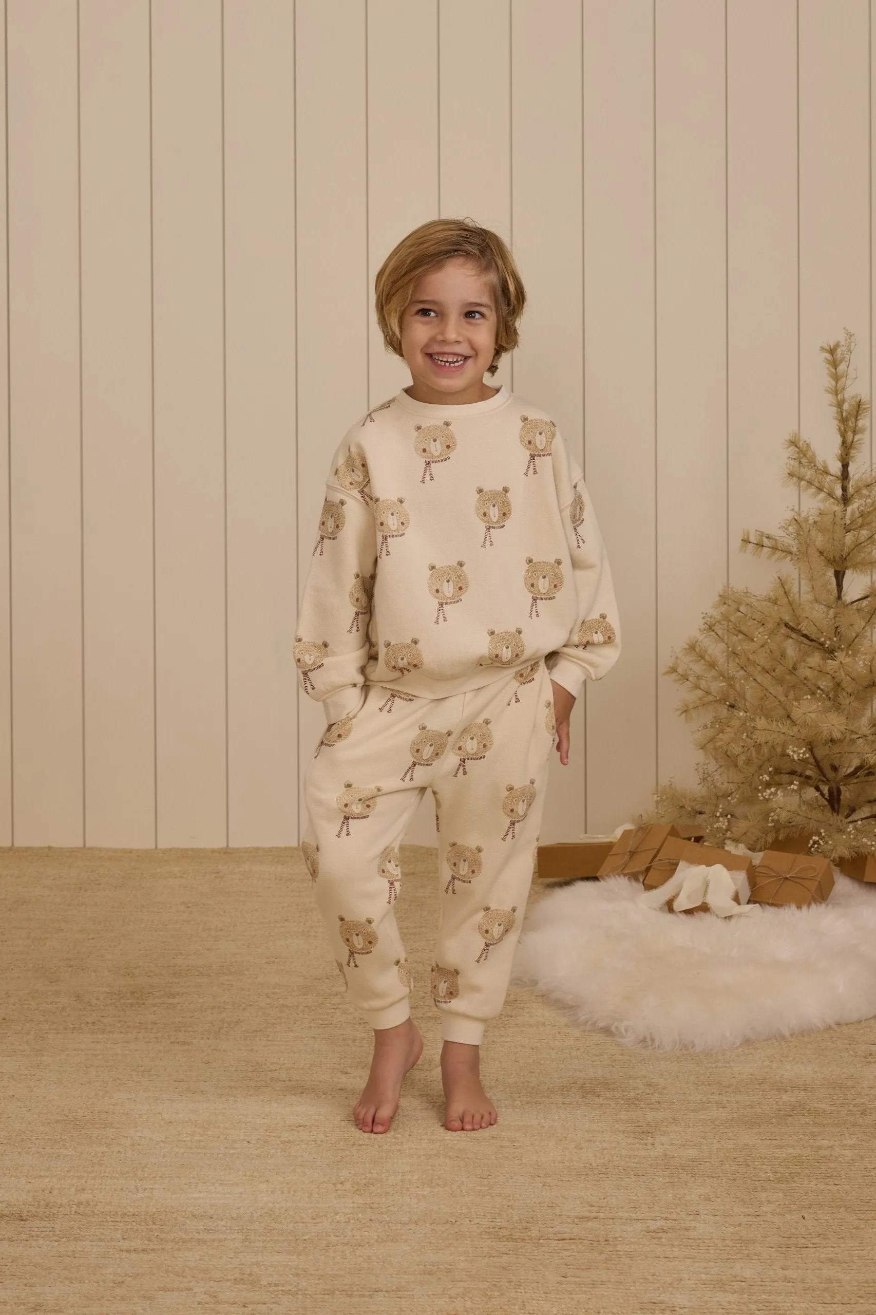 Rylee   Cru Sweat-shirt décontracté bébé/enfant | Ours Naturel