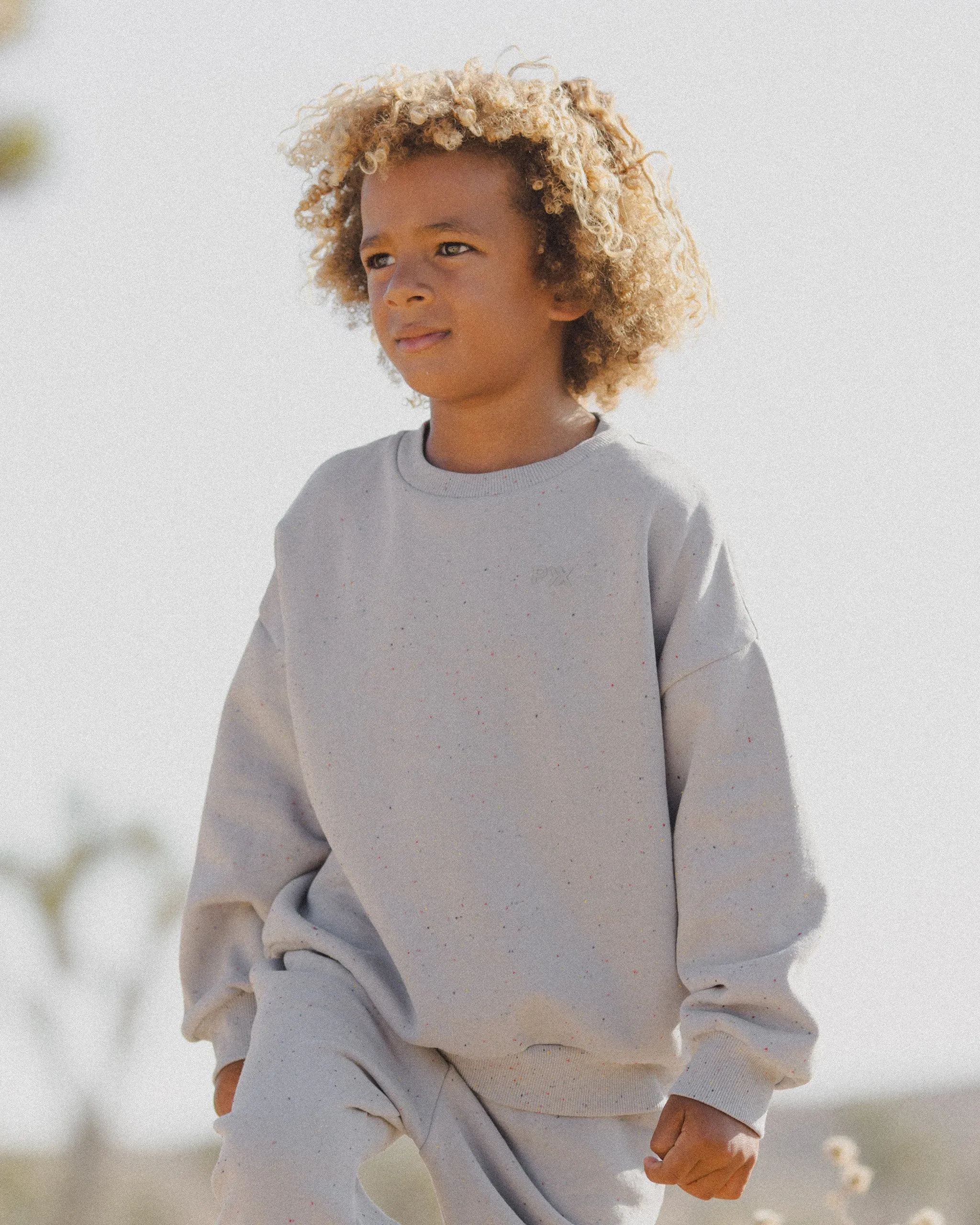 Rylee   Cru Sweat-shirt décontracté bébé/enfant | Bleu poussiéreux