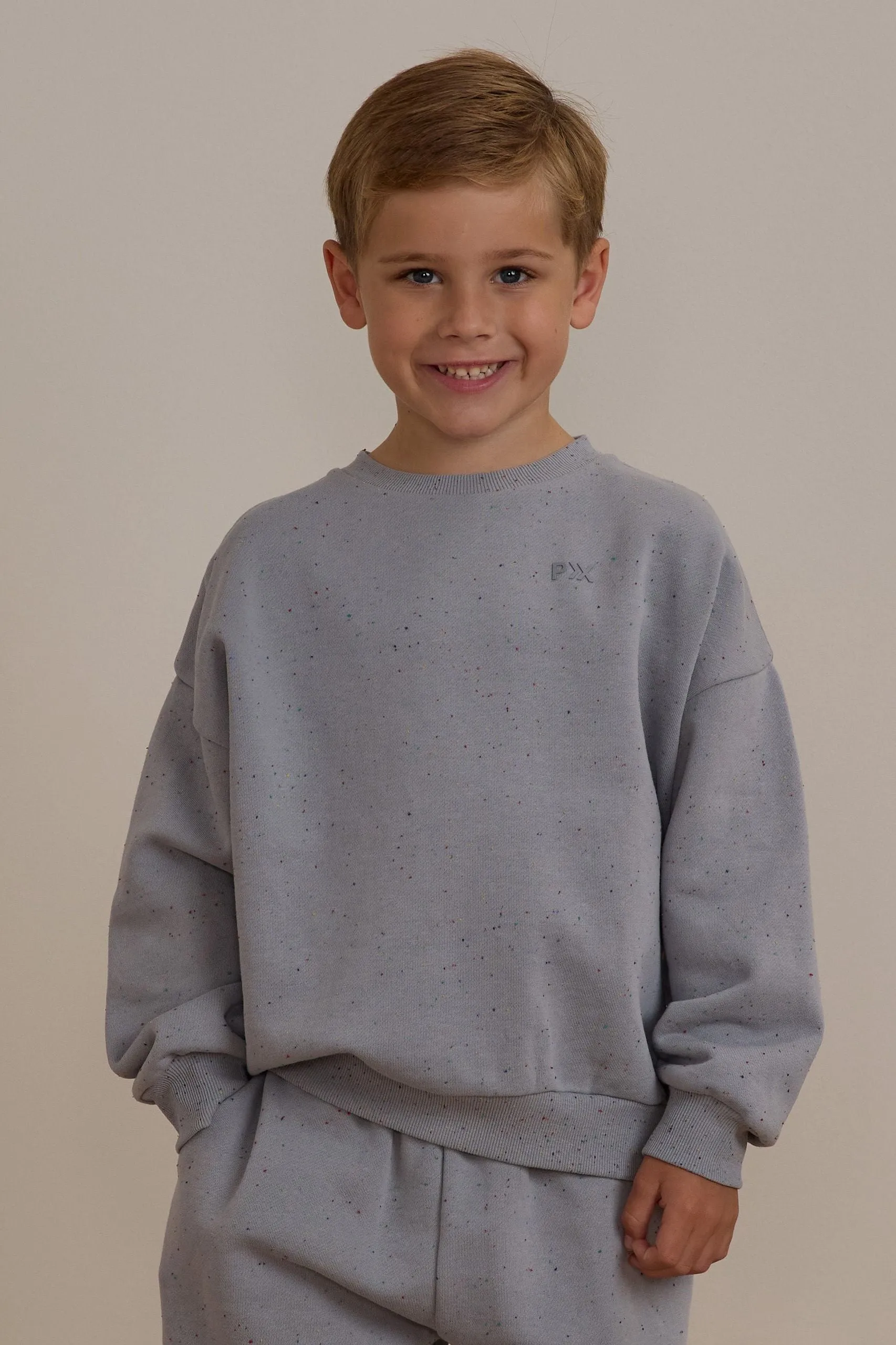Rylee   Cru Sweat-shirt décontracté bébé/enfant | Bleu poussiéreux