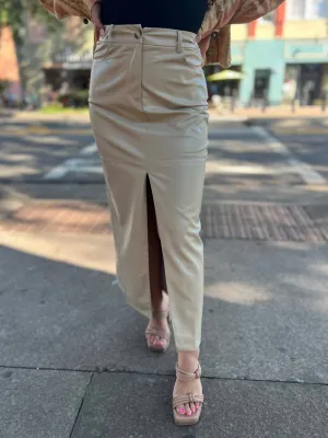 Jupe mi-longue Sahara Chic en kaki