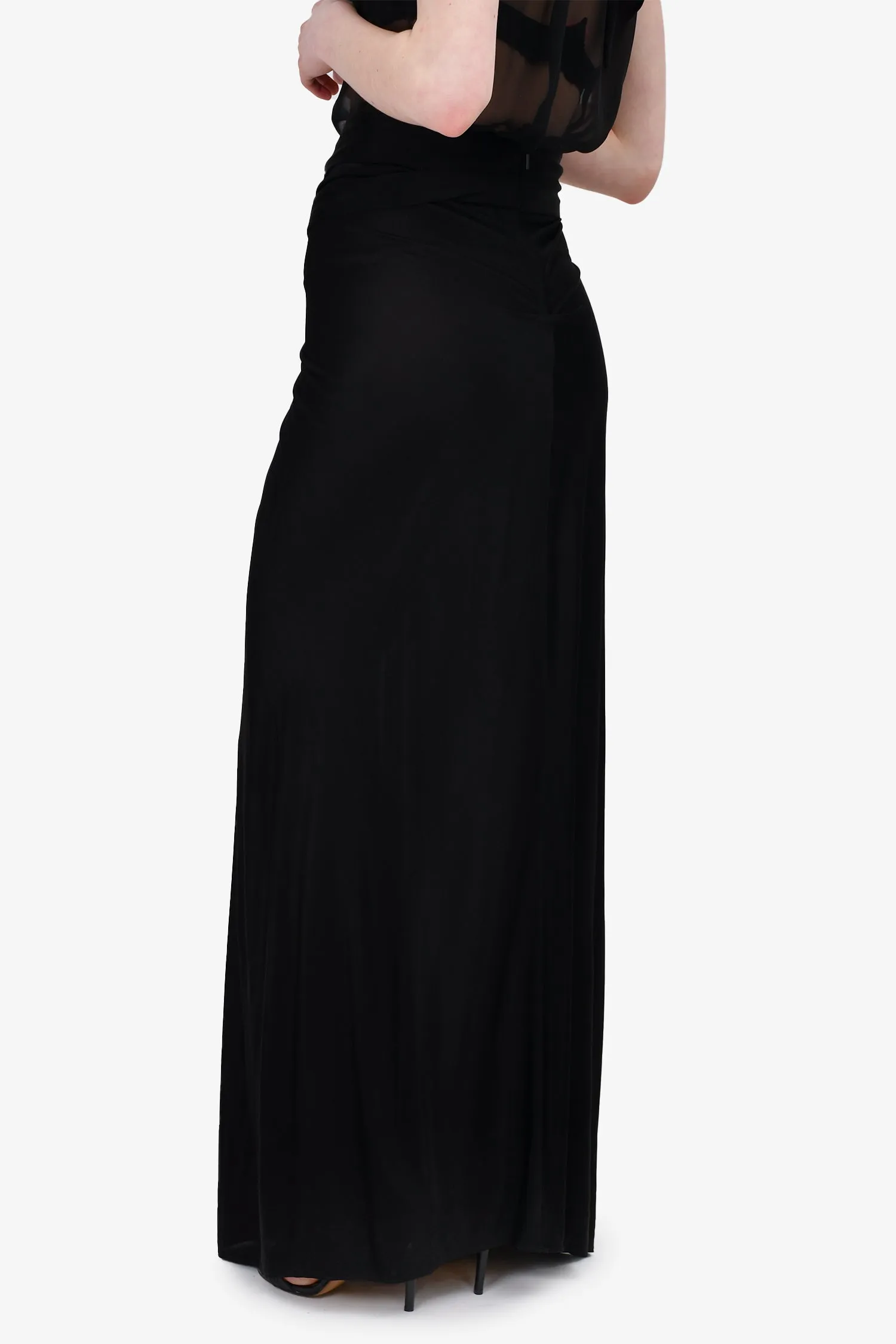 Saint Laurent 2022 Jupe Longue Noire Plissée Taille 36 (En l'état)
