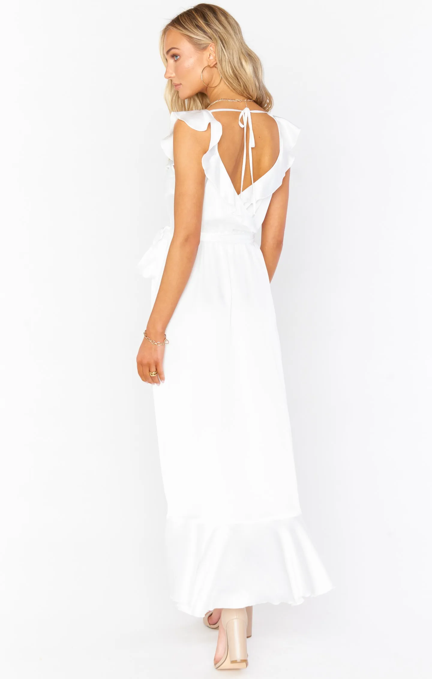 Robe enveloppante Samantha ~ Satin luxe ivoire