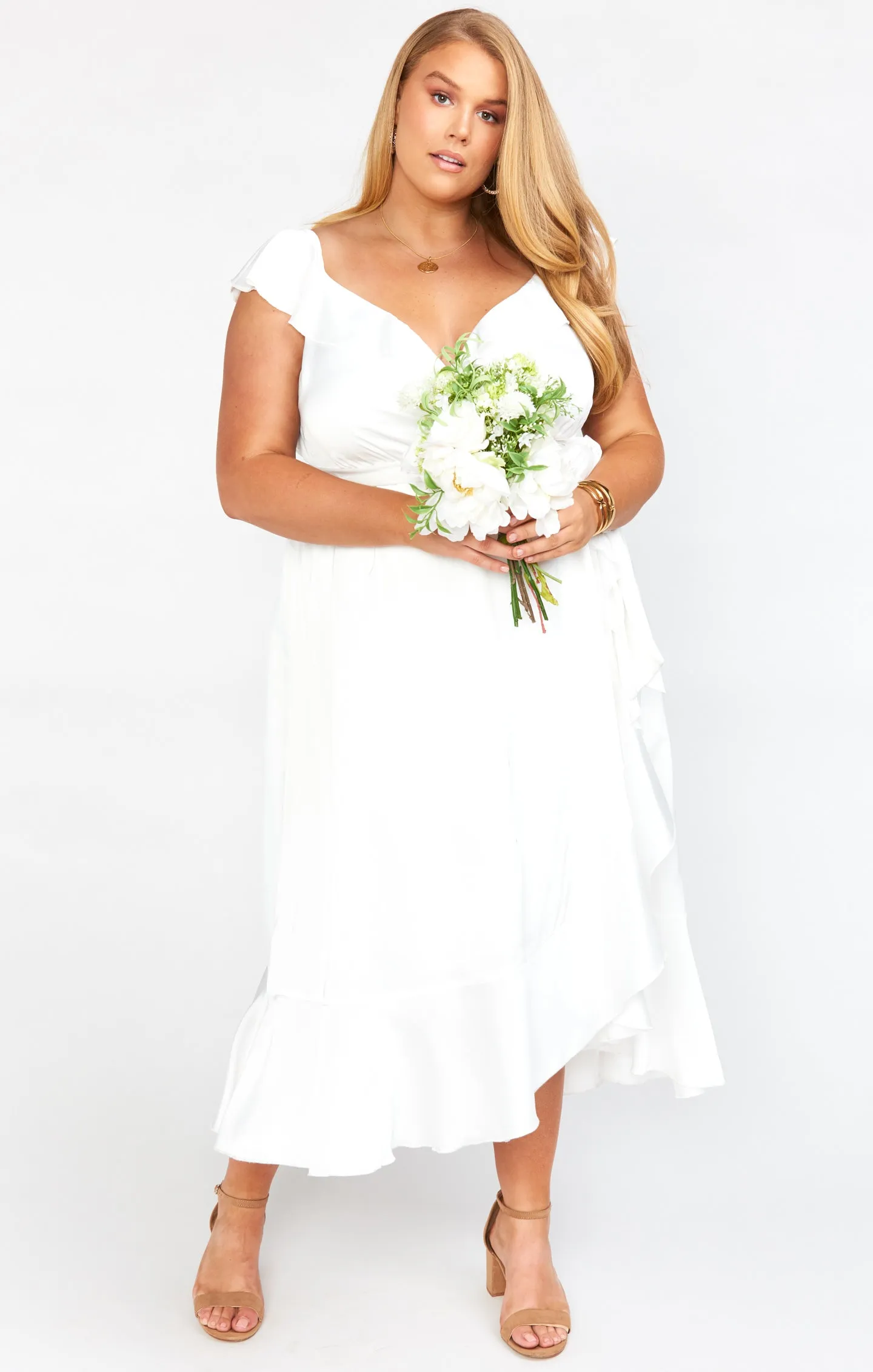 Robe enveloppante Samantha ~ Satin luxe ivoire