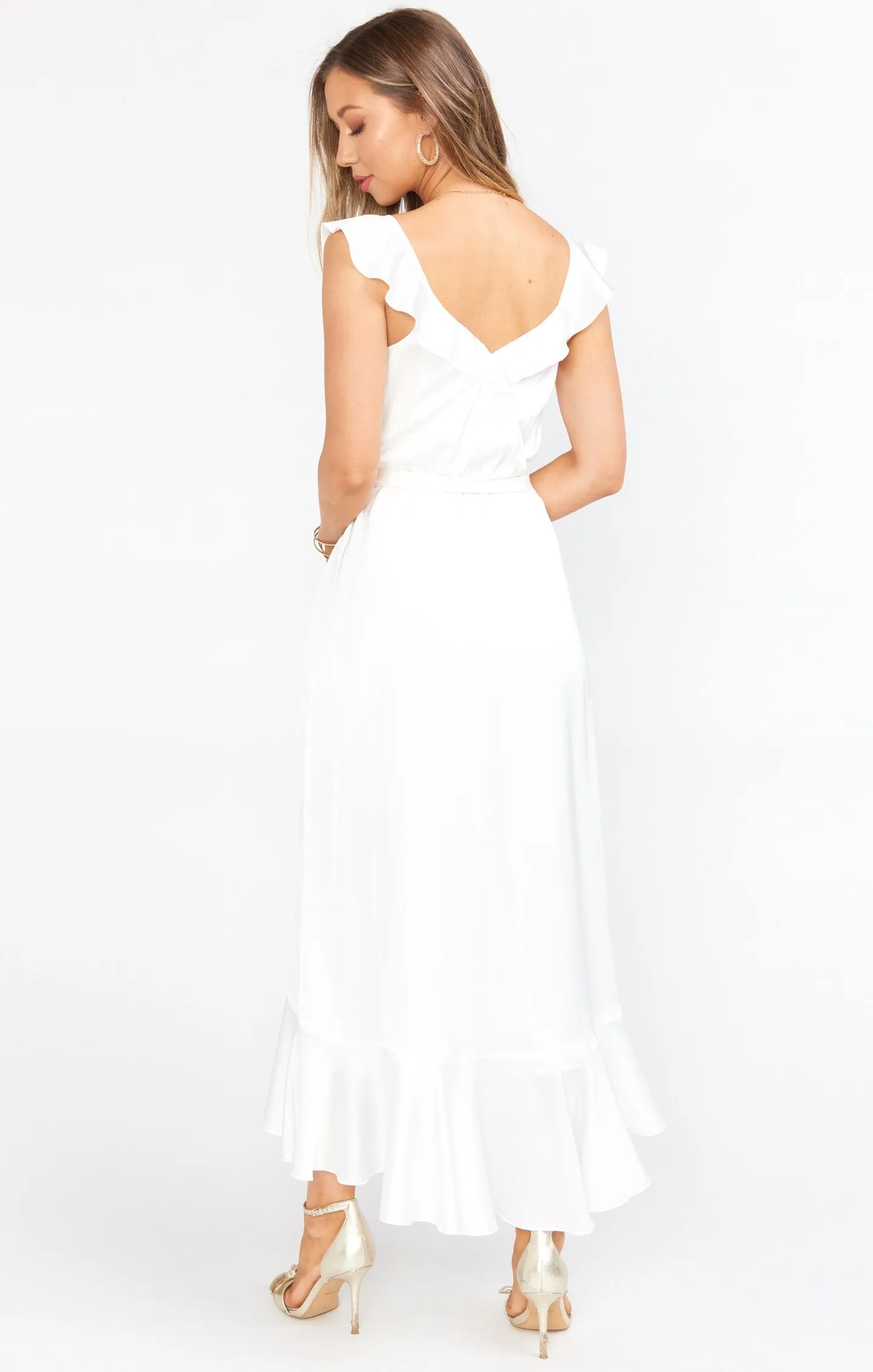 Robe enveloppante Samantha ~ Satin luxe ivoire