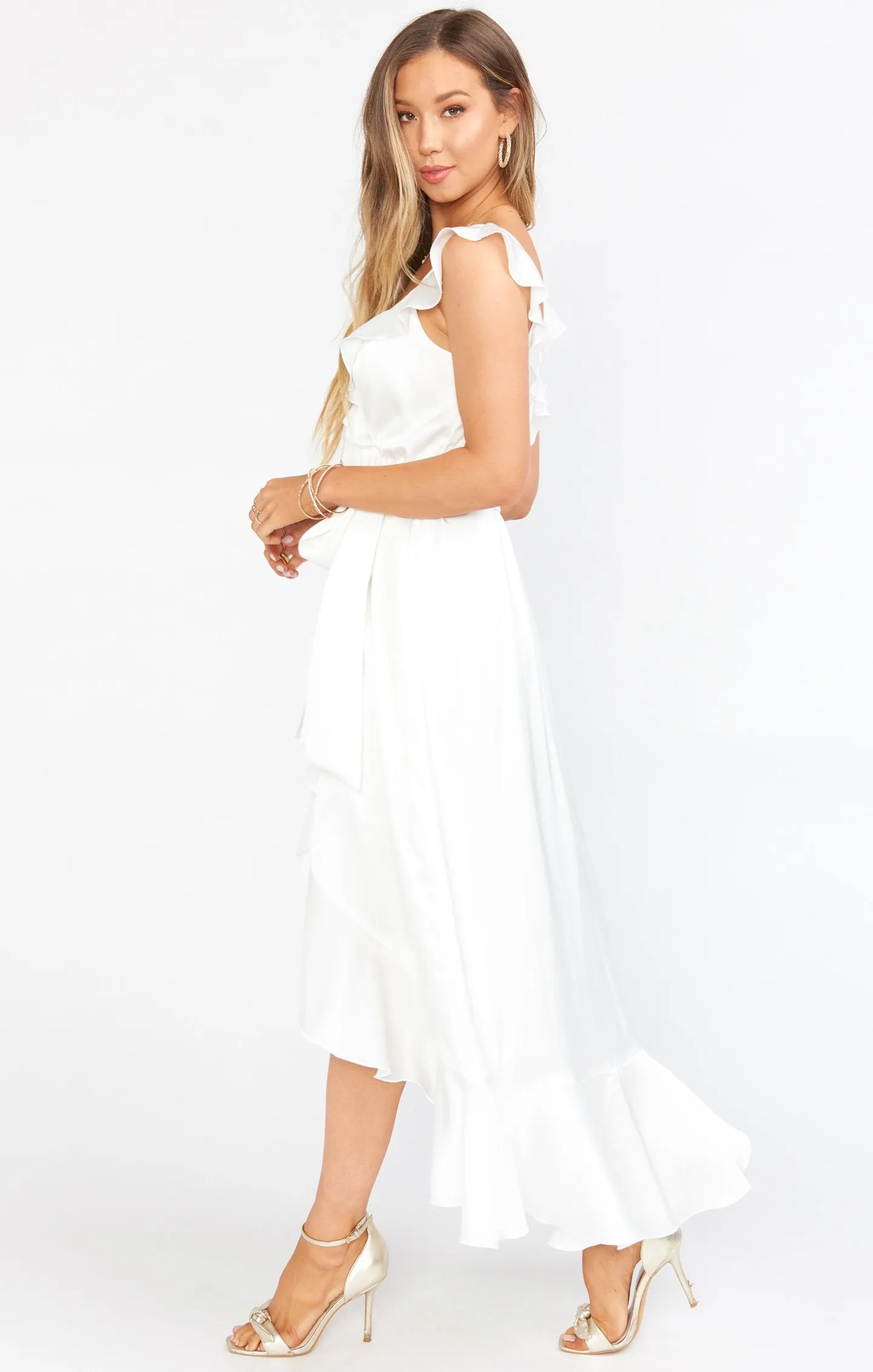Robe enveloppante Samantha ~ Satin luxe ivoire