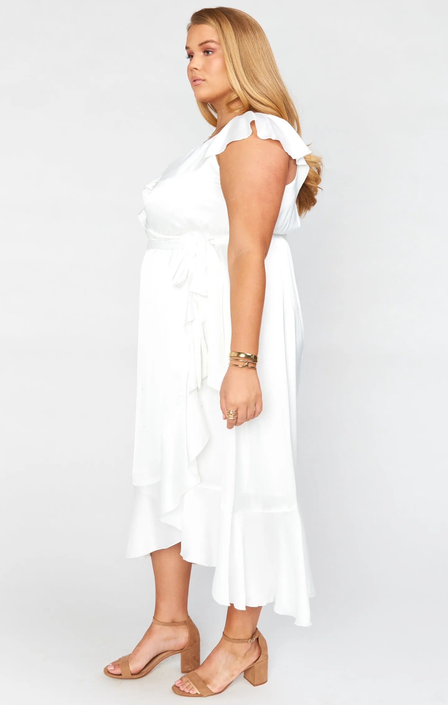 Robe enveloppante Samantha ~ Satin luxe ivoire
