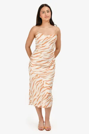 Robe mi-longue imprimée Shona Joy Peach/Blanc Taille S
