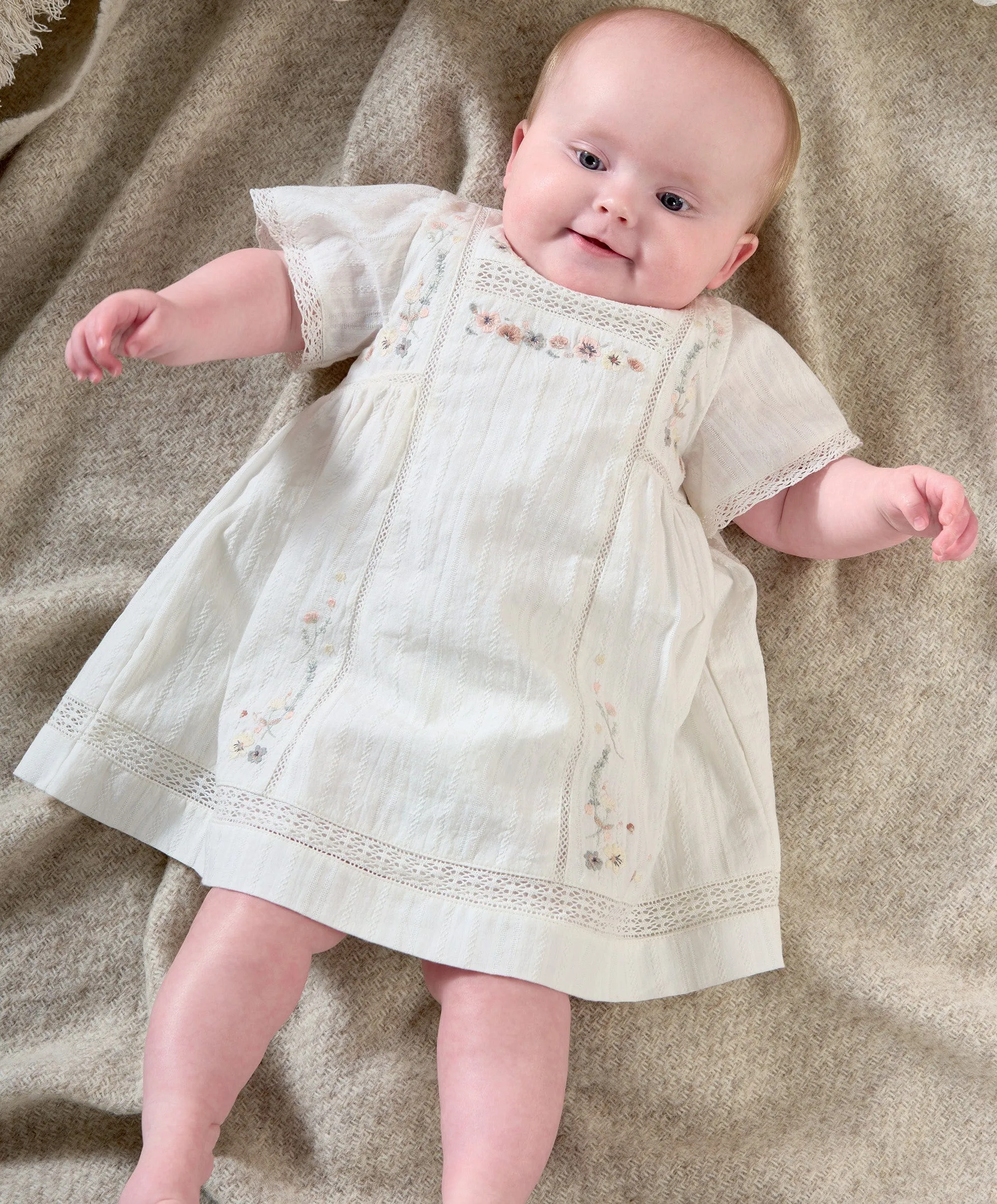 Robe courte en coton brodé - Imprimé floral pour bébés et enfants Mamas & Papas
