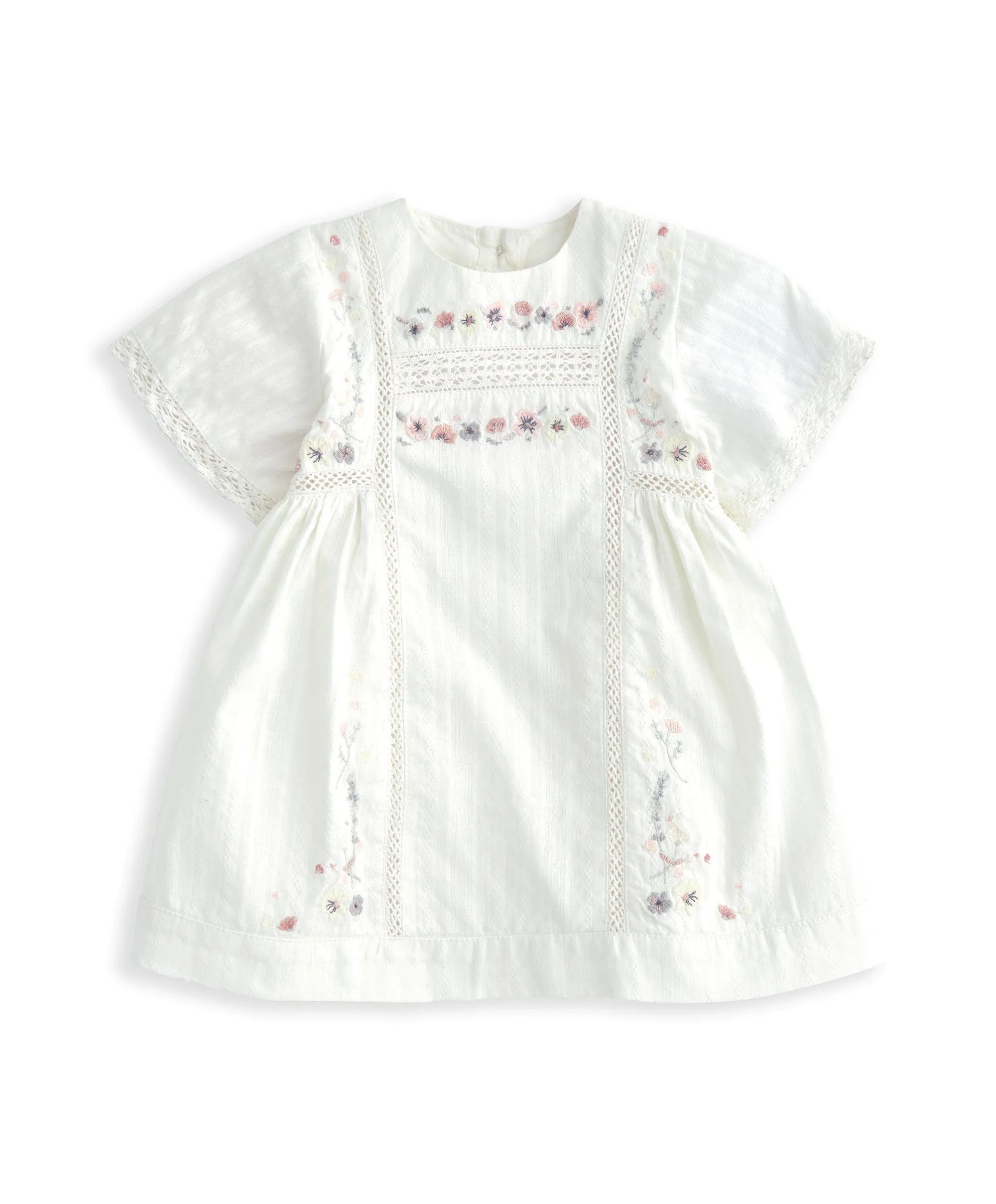 Robe courte en coton brodé - Imprimé floral