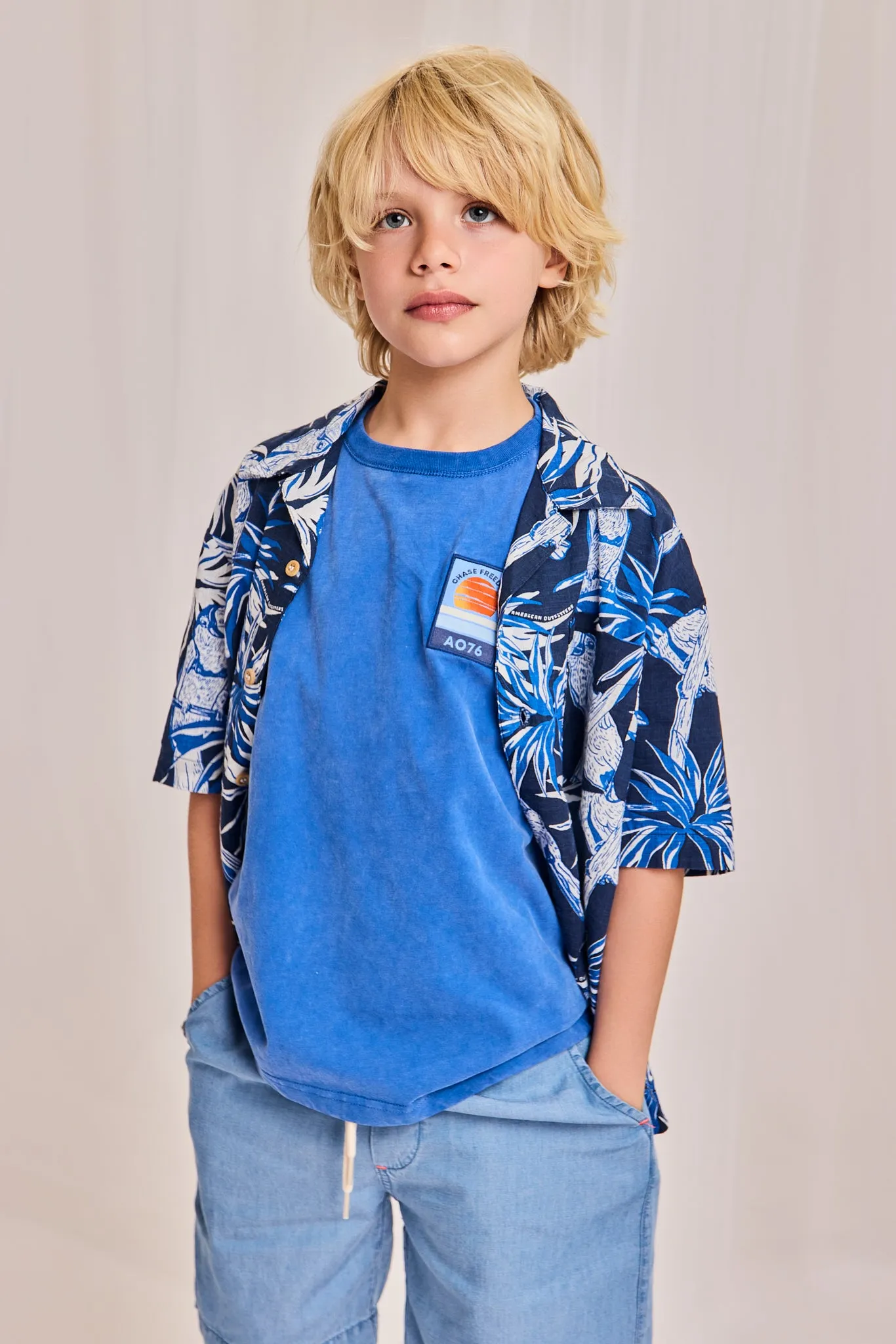 T-shirt Silas coucher de soleil SW 000707 - bleu vif Ao76 Vêtements Garçons Filles