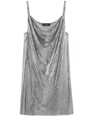 Robe cocktail en maille argentée