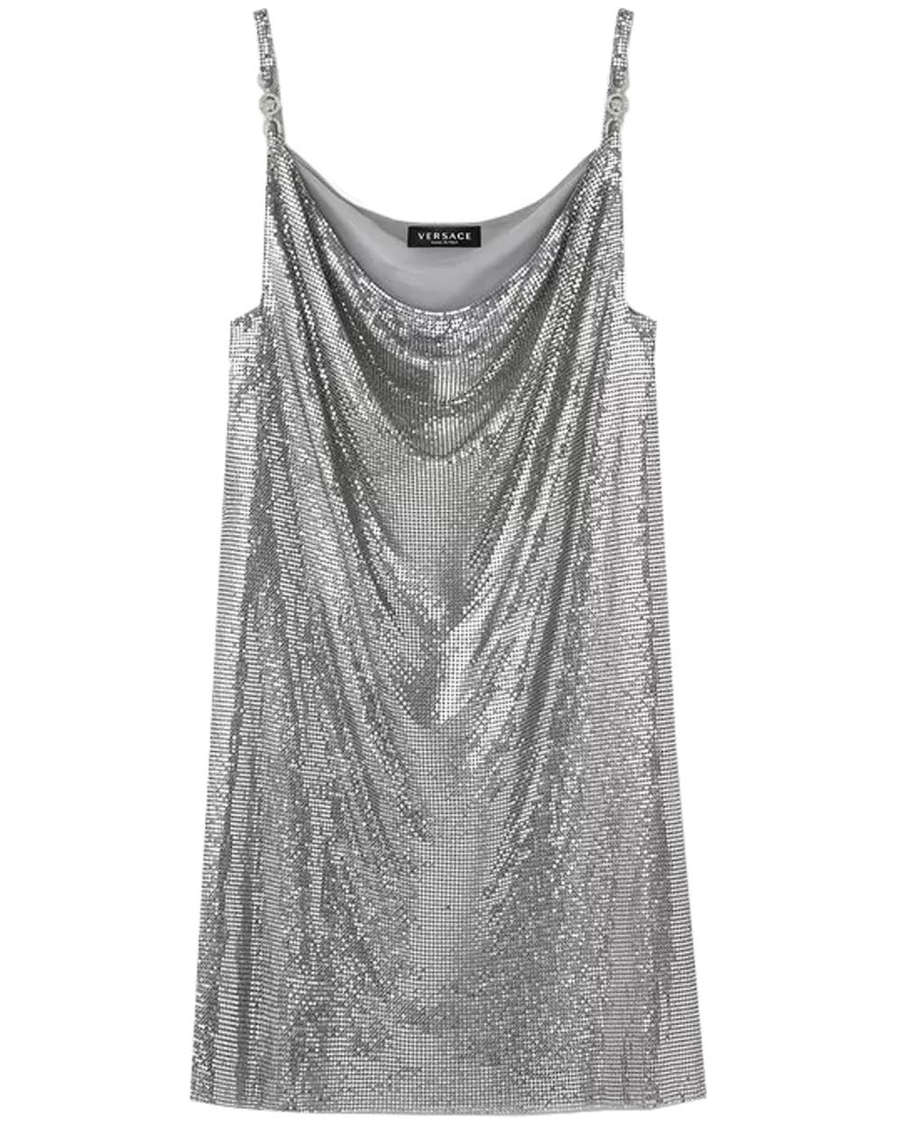 Robe cocktail en maille argentée