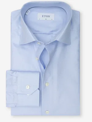Chemise en sergé texturée bleue coupe slim