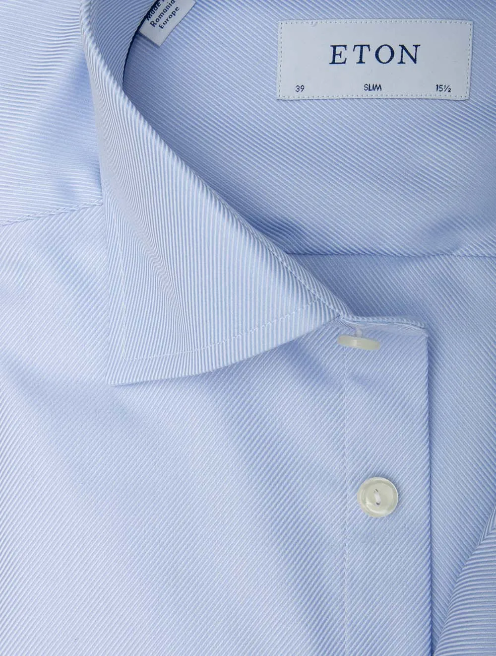 Chemise en sergé texturée bleue coupe slim