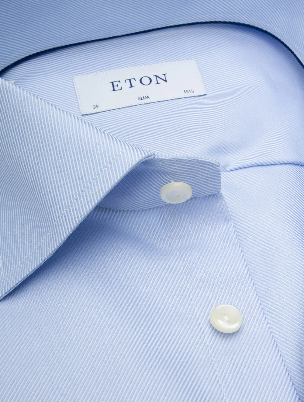 Chemise en sergé texturée bleue coupe slim