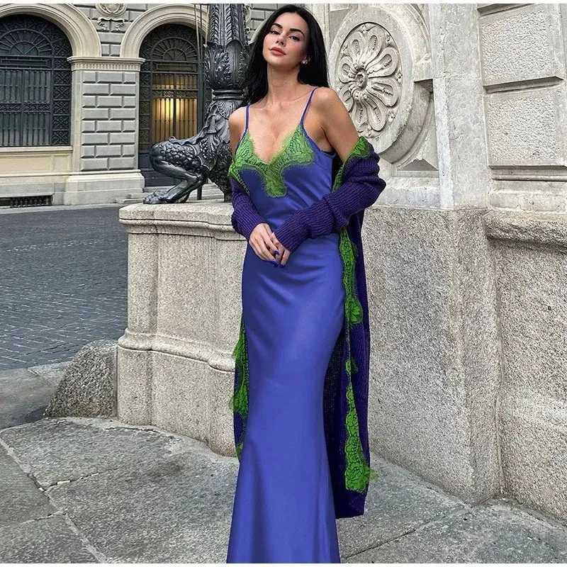 Robe portefeuille avec détails en dentelle