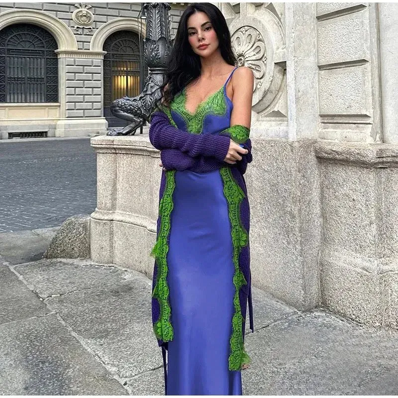 Robe portefeuille avec détails en dentelle