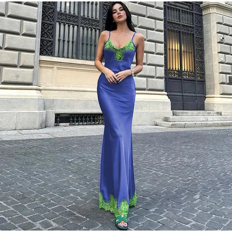 Robe portefeuille avec détails en dentelle