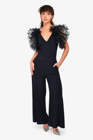 Stella McCartney Combinaison sans manches en tulle bleu marine avec détails volants Taille 38