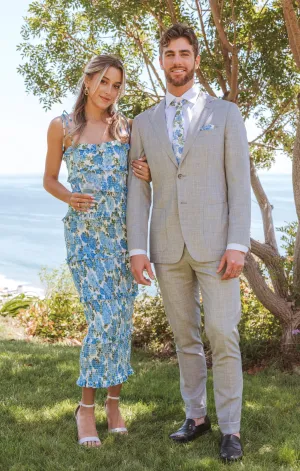 Robe froncée Stella ~ Fleuri champêtre bleu