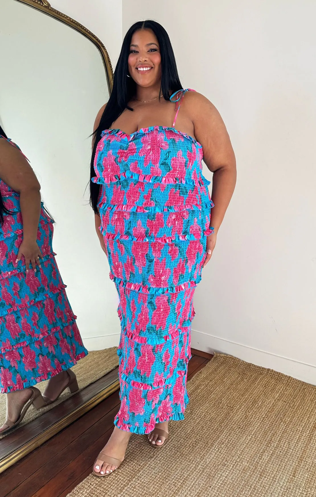 Robe plissée Stella ~ Bleu Garden Party