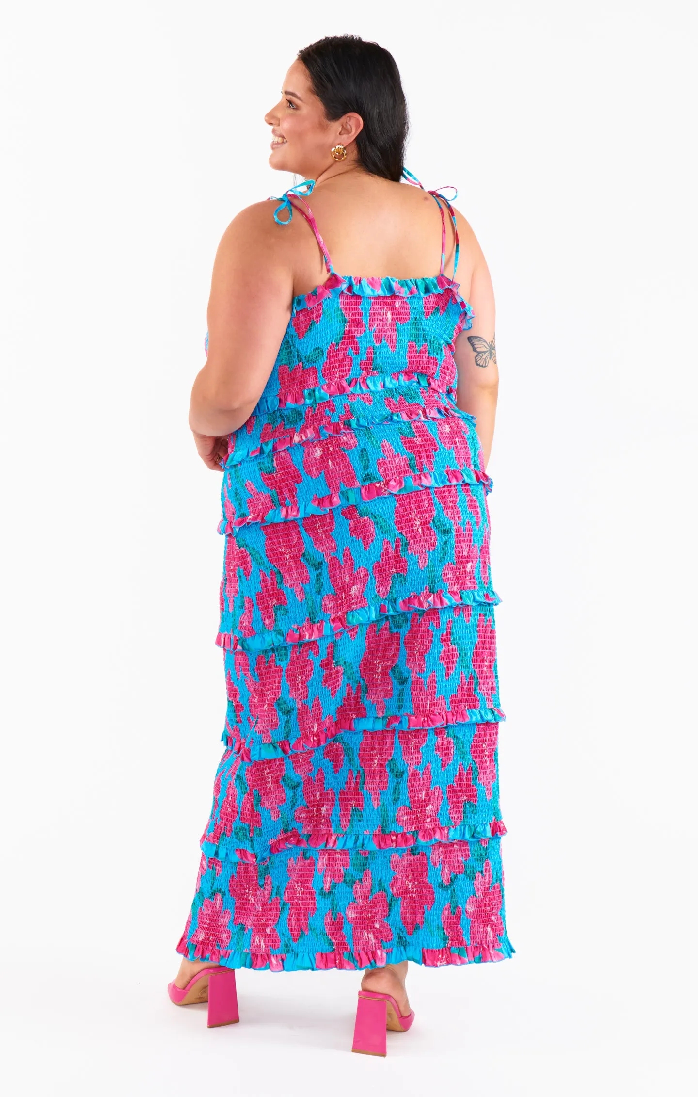 Robe plissée Stella ~ Bleu Garden Party