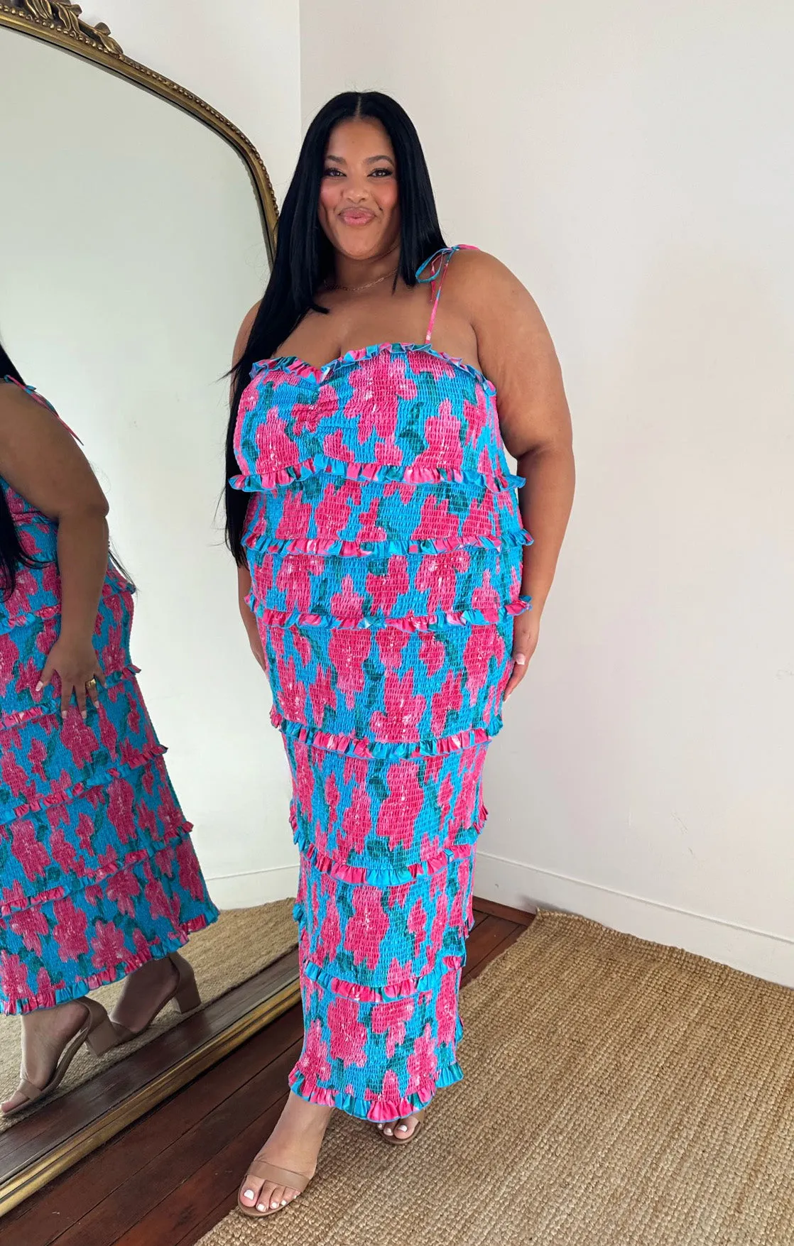 Robe plissée Stella ~ Bleu Garden Party