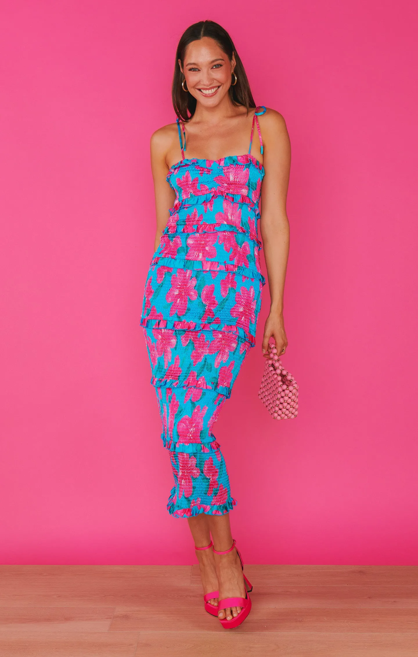 Robe plissée Stella ~ Bleu Garden Party
